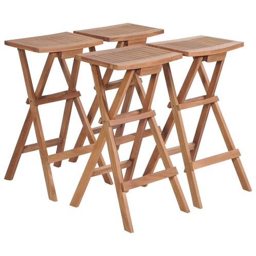 vidaXL Barkrukken inklapbaar 4 st massief teakhout, Tuin en Terras, Tuinstoelen, Nieuw, Hout, Verzenden