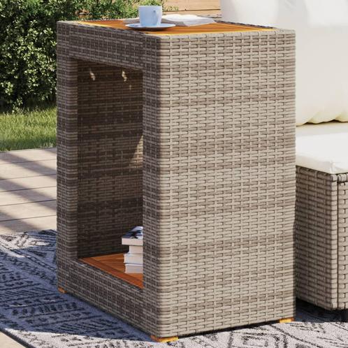 vidaXL Tuinbijzettafel met houten blad 60x40x75 cm poly, Tuin en Terras, Tuintafels, Nieuw, Verzenden