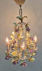 Bloemen & Bladeren Tôle Chandelier - Kroonluchter - Metaal,, Antiek en Kunst