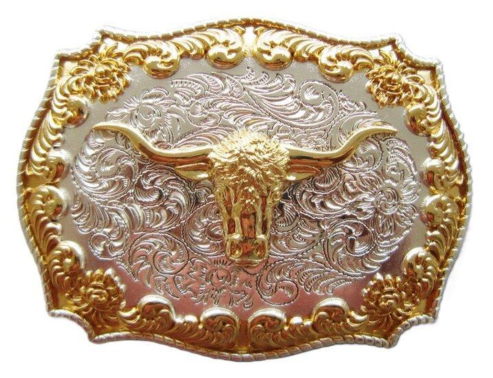 Double plated lange hoorn stier western Riem Buckle/Gesp, Kleding | Heren, Riemen en Ceinturen, Verzenden
