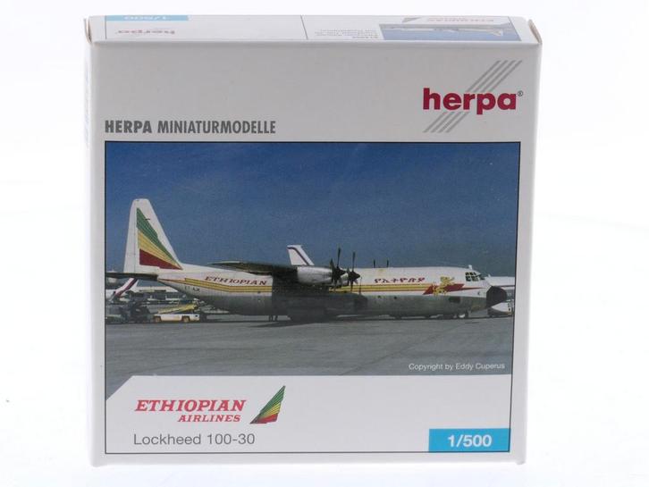 Schaal 1:500 Herpa 514392 Lockheed 100-30 Ethiopean Airli..., Hobby en Vrije tijd, Modelbouw | Vliegtuigen en Helikopters, Zo goed als nieuw