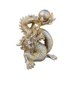 Beeld, Bronze: Dragon - The Pearl of Wisdom - 15 cm -