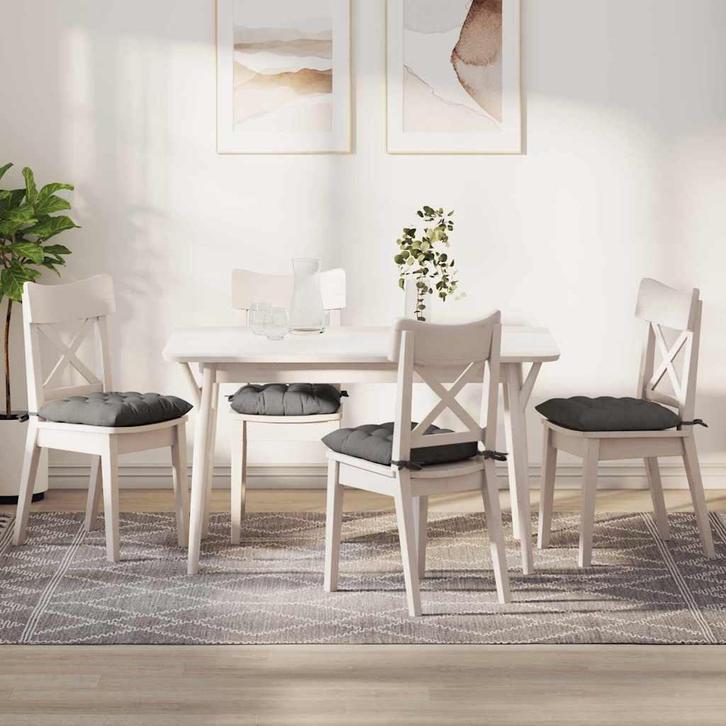 vidaXL Zitkussens 4 pcs Lichtgrijs 40 x 40 x 6 cm Katoen, Huis en Inrichting, Woonaccessoires | Kussens, Nieuw, Verzenden