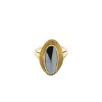 Vintage gouden ring met hematiet (ovaal facet, geelgoud), Gebruikt, Overige kleuren, Ophalen of Verzenden, Kleiner dan 17