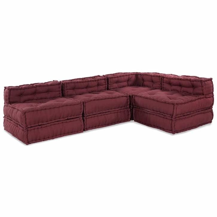 vidaXL Modulaire bank 4 pcs Bordeaux 70 x 70 x 56 cm Stof, Huis en Inrichting, Woonaccessoires | Kussens, Nieuw, Verzenden