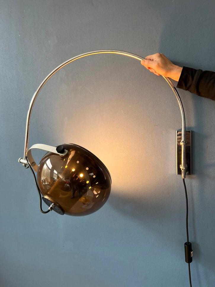 Mid Century Herda Space Age Arc Wall Lamp, Huis en Inrichting, Lampen | Wandlampen, Ophalen of Verzenden