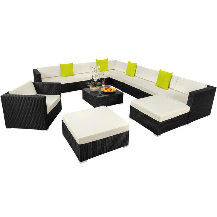Wicker zitgroep Las Vegas met aluminium frame - zwart, Tuin en Terras, Tuinsets en Loungesets, Verzenden