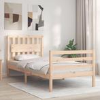 vidaXL Bedframe met hoofdbord massief hout 90x200 cm, 90 cm, Eenpersoons, Bruin, Verzenden