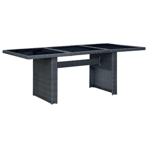 vidaXL Tuintafel poly rattan en gehard glas donkergrijs, Tuin en Terras, Tuintafels, Nieuw, Verzenden