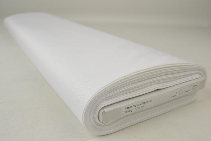 Witte waterafstotende canvas stof  - 10 of 50 meter rol, Hobby en Vrije tijd, Stoffen en Lappen, 120 cm of meer, 200 cm of meer