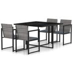 vidaXL 5-delige Tuinset met kussens poly rattan grijs, Tuin en Terras, Tuinsets en Loungesets, 4 zitplaatsen, Nieuw, Tuinset, Verzenden