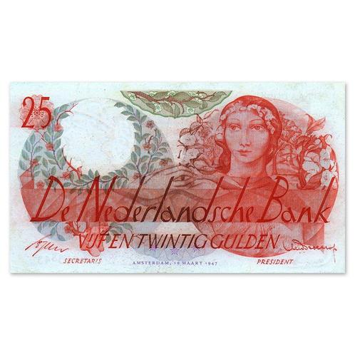 25 Gulden Flora 1947 ZFr+, Postzegels en Munten, Bankbiljetten | Nederland, Verzenden