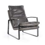 Fauteuil Lex - Antraciet Vintage Leer - 92090 - fauteuils, Huis en Inrichting, Stoelen, Nieuw, Overige materialen
