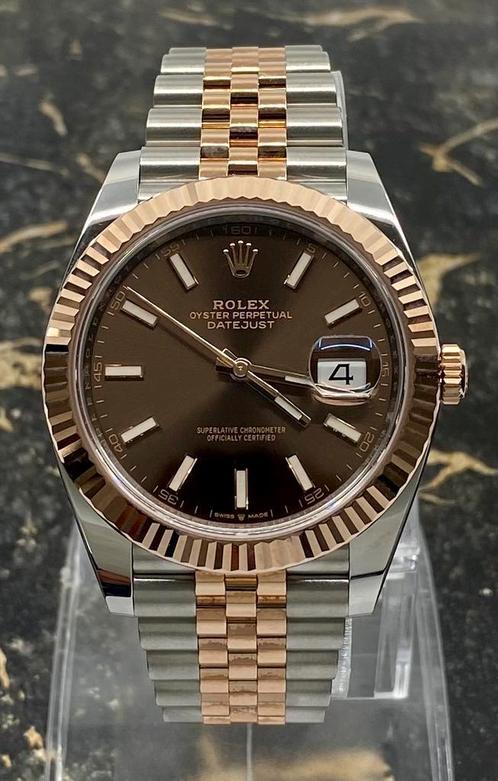 Rolex Datejust 41 - 126331-  Choco - Rose /Staal - Jubilee, Sieraden, Tassen en Uiterlijk, Horloges | Heren, Goud, Nieuw, Goud