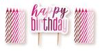 Happy Birthday Kaarsen Paars Roze 13st, Verzenden, Nieuw