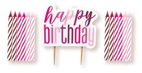 Happy Birthday Kaarsen Paars Roze 13st, Hobby en Vrije tijd, Feestartikelen, Nieuw, Verzenden