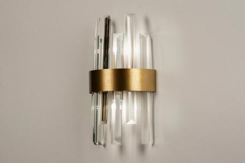 Rietveld Wandlampen - Goud, Transparant - Glas, Kristal, Met, Huis en Inrichting, Lampen | Wandlampen, Verzenden