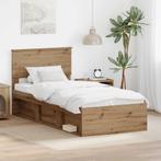 vidaXL Bedframe Ambachtelijk eiken 90 x 200 cm Bewerkt hout, Verzenden, Nieuw, Bruin, Hout