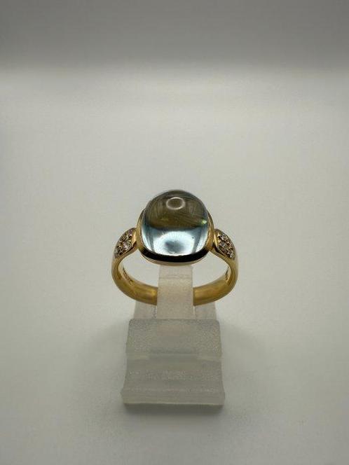 Ring - 18 karaat Geel goud Aquamarijn - Diamant, Sieraden, Tassen en Uiterlijk, Ringen