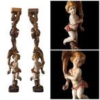 Zuilvormig houtsnijwerk, Putti - 19th century - 118 cm -, Antiek en Kunst