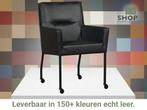 Leren eetkamerstoel Lucky - Granada Black (zwart), Bohemian, Industrieel, Modern, Scandinavisch, Zwart, Nieuw, Leer