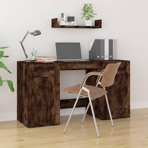 vidaXL Bureau met kast bewerkt hout gerookt eikenkleurig, Huis en Inrichting, Bureaus, Nieuw, Verzenden