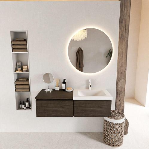 MONDIAZ BUKLA 120cm badmeubel met module 60 kleur Dark Brown, Doe-het-zelf en Verbouw, Sanitair, Bad, Nieuw, Ophalen of Verzenden