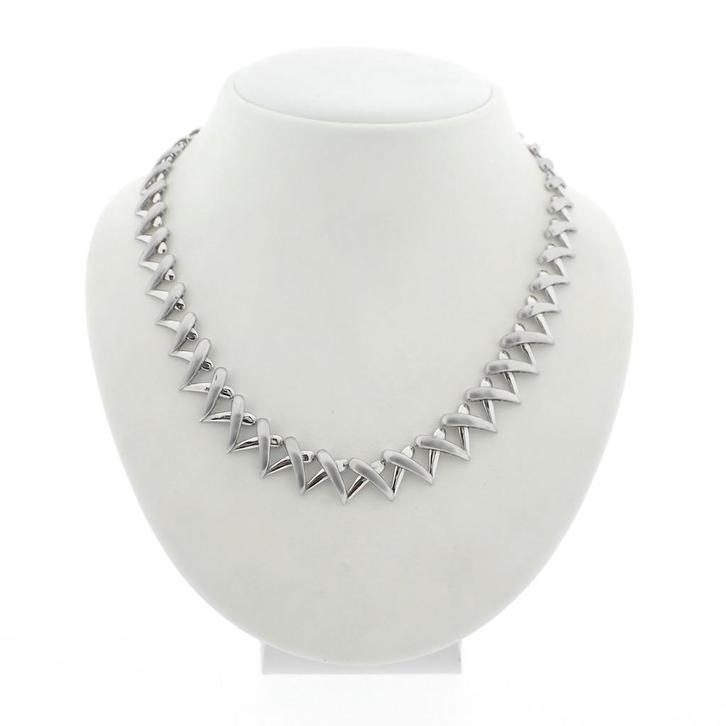 Witgouden collier met spikes | 41 cm (luxe sieraden), Sieraden, Tassen en Uiterlijk, Kettingen, Overige kleuren, Gebruikt, Goud
