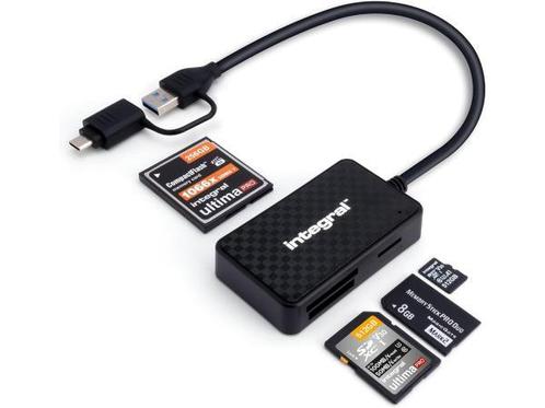 Veiling - Integral 4in1 geheugenkaartlezer, USB 3.0 & USB C-, Computers en Software, Geheugenkaartlezers, Gebruikt