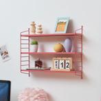 Wandrek Strängnäs met 3 planken staal watermelon rood 50x60x, Huis en Inrichting, Woonaccessoires | Wandplanken en Boekenplanken