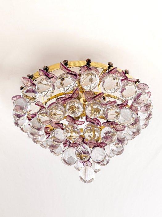 Kroonluchter - Glas, Messing - Druiven violet bladeren, Antiek en Kunst, Antiek | Lampen