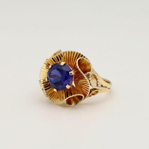 Ring - 18 karaat Geel goud Saffier, Sieraden, Tassen en Uiterlijk, Ringen