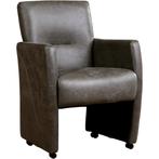 Leren eetkamerstoel Pleasure - Vintage Grey (grijs) - Met, Huis en Inrichting, Stoelen, Eigentijds, Modern, Nieuw, Leer, Ophalen of Verzenden