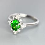 Ring - 14 karaat Witgoud Tsavoriet - Diamant, Sieraden, Tassen en Uiterlijk, Ringen, Nieuw