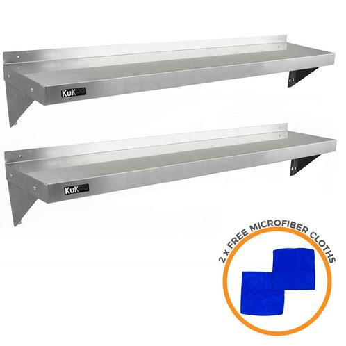Professionele RVS Wandschappen met Console - 150 x 30 cm -, Huis en Inrichting, Woonaccessoires | Wandplanken en Boekenplanken
