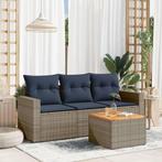 vidaXL 4-delige Loungeset met kussens poly rattan grijs, Verzenden, Nieuw, Rotan, Loungeset