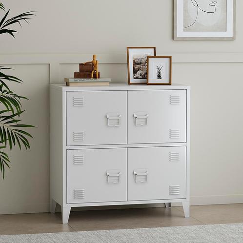 [en.casa] Bureaukast Hamina archiefkast 82x80x40 cm wit, Huis en Inrichting, Kasten | Roldeurkasten en Archiefkasten, Nieuw, Verzenden