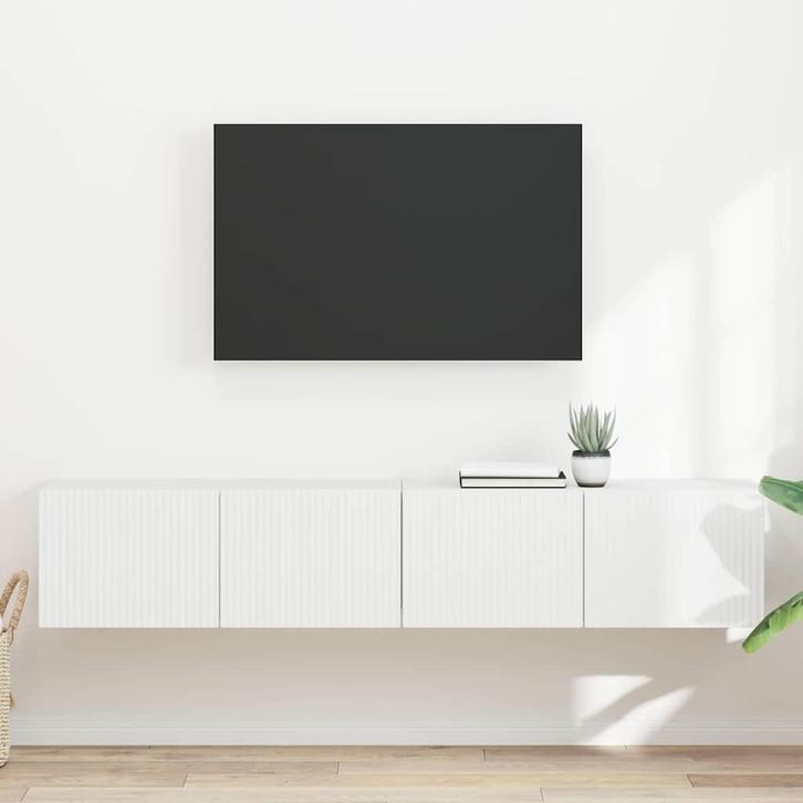 vidaXL TV Wandkast 2 pcs Wit 60 x 31 x 29.5 cm Bewerkt hout, Huis en Inrichting, Kasten | Televisiemeubels, Nieuw, Minder dan 50 cm