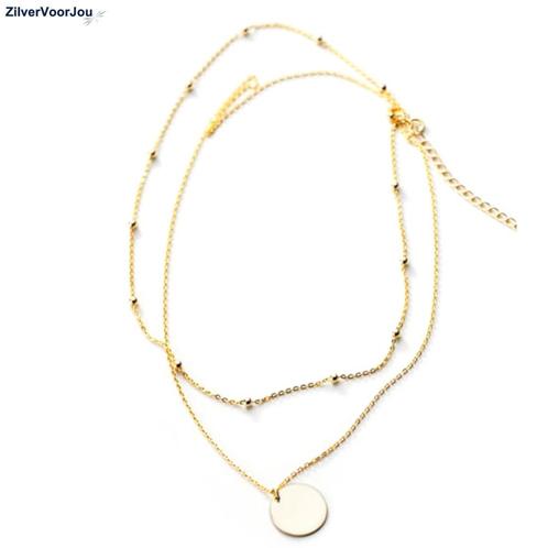 Zilveren multi strand coin ketting gold plated, Sieraden, Tassen en Uiterlijk, Kettingen, Nieuw, Verzenden