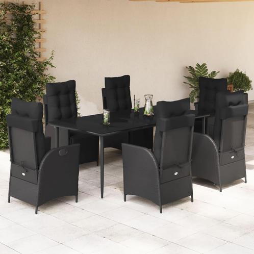 vidaXL 7-delige Tuinset met kussens poly rattan zwart, Tuin en Terras, Tuinsets en Loungesets, Tuinset, Nieuw, 6 zitplaatsen, Rotan