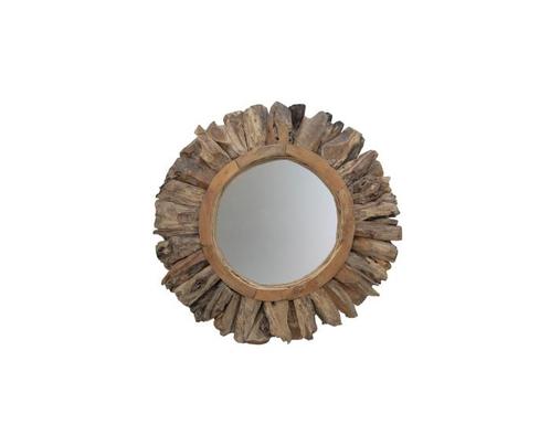 Spiegel Sun | Ø108 cm | Teak Wortelhout, Huis en Inrichting, Woonaccessoires | Spiegels, Nieuw, Ophalen of Verzenden
