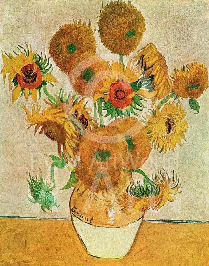 Kunstdruk Vincent Van Gogh - Sunflowers 50x70cm, Huis en Inrichting, Woonaccessoires | Schilderijen, Tekeningen en Foto's, Nieuw