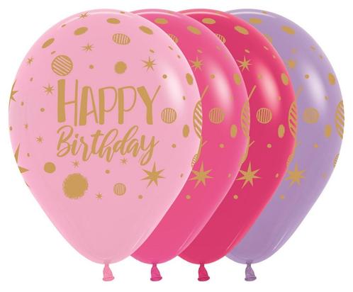Ballonnen Happy Birthday Sparkles Party Mix 30cm 25st, Hobby en Vrije tijd, Feestartikelen, Nieuw, Verzenden