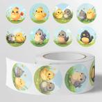 Sluitstickers vrolijke kuikentjes etiket 2,5 cm rol 500, Ophalen of Verzenden, Nieuw
