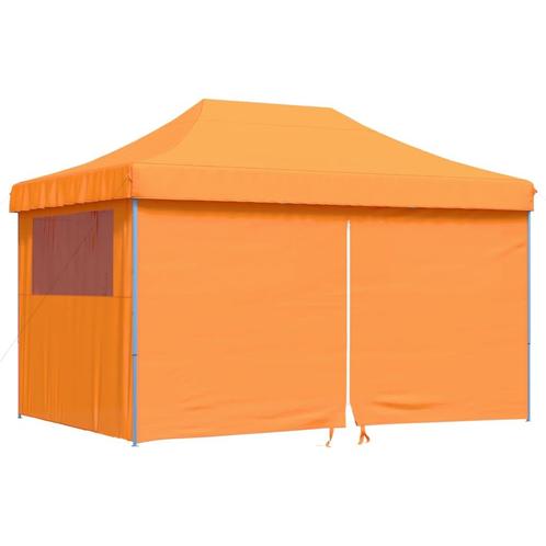 Partytent inklapbaar pop-up met 4 zijwanden oranje, Tuin en Terras, Partytenten, Partytent, Nieuw, 2 meter of meer, Verzenden