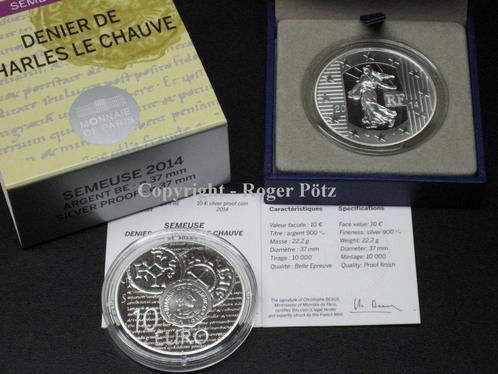 Frankreich 10 Euro 2014 zilver Pp Saeerin Karl der Kahle..., Postzegels en Munten, Munten | Europa | Euromunten, Verzenden