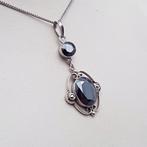 Zilver, Art Deco, Hematiet - Ketting met hanger - + 2
