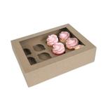 HoM Cupcake Doosje 12 Kraft (incl. tray met venster) 2st., Verzenden, Nieuw