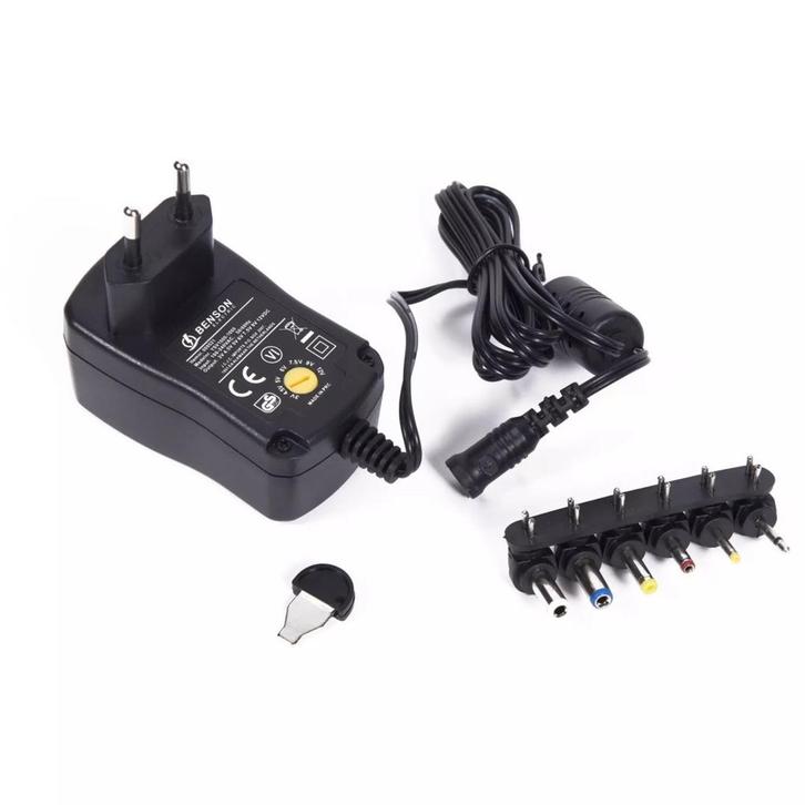 Benson Universele Ac/Dc adapter - 3-12V - 6 verwisselbare..., Audio, Tv en Foto, Accu's en Batterijen, Nieuw, Ophalen of Verzenden
