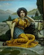 Italiaanse school (XX) - Neoclassical Beauty by the Lake, Antiek en Kunst